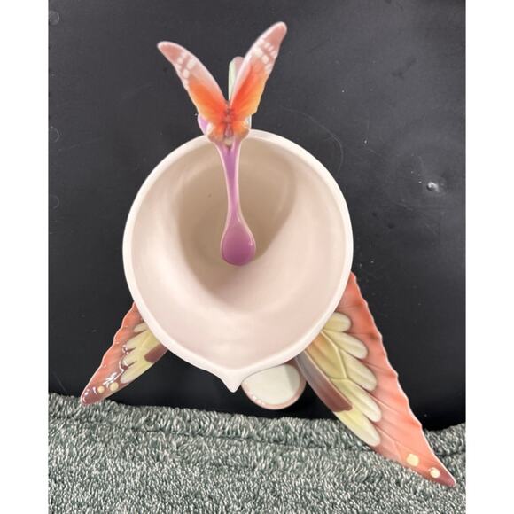 STUNNING Franz Porcelain Butterfly Cup Saucer Spoon New in Box - Picture 14 of 14